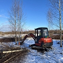 Mini excavator work on construction sites