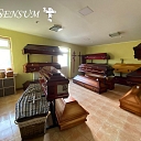 Coffins, urns, clothing