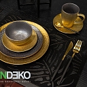 ALANDEKO zelta trauki pusdienu šķīvji tējas krūzes apakštases galda piederumi glada noformējums galda paliktņi