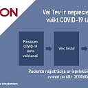 Подача заявки на тест на COVID-19 по телефону.  20006062; результаты в течение 24 часов.