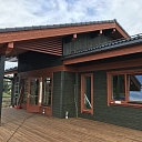 Terrace construction, facade works, wooden frame private house