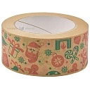 Paper packing tape brown with Christmas themed print