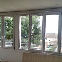 Window with installed ventilation system