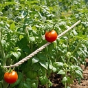 Growing tomatoes and basil vegetables
