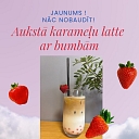 Aukstā karameļu latte ar bumbām