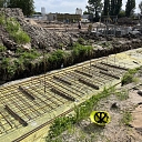 Foundation reinforcement and preparation works at a construction site