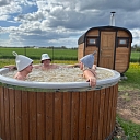 Relaxation in an open-air hot tub
