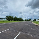 Resurfacing of asphalt pavement and application of horizontal road markings in the parking lot