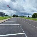 Resurfacing of asphalt pavement and application of horizontal road markings in the parking lot