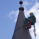 Industrial climbing, stationary metal construction cleaning and painting