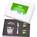 Glass container with logo