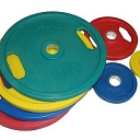 Weight plates are colored, rubberized, LTD Sporta Sistemas