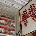 Automation control panels. switches, sockets, cables, wires