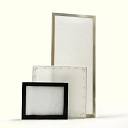Panel filters with synthetic material