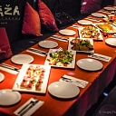 Anniversary celebration of friends in a restaurant