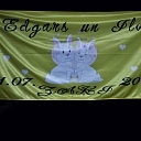 Flag printing Edgars Ilva bunnies.