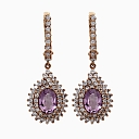 Gold earrings with amethyst