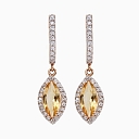 Gold earrings with citrine