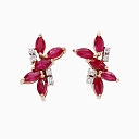 Gold earrings with a ruby