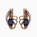 Gold earrings with sapphire