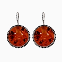 Silver earrings with amber