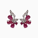 Silver earrings with a ruby