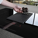 NIKOLATESLA, NIKOLATESLA LIBRA, HOOD, HOB, INDUCTION, induction surface, cooker hood, kitchen scales, black surface, kitchen design, surface with a built-in hood