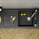 Blanco, black sink, stone mass sink, granite sink, SILGRANIT, BLANCO AXIA, INFINO strainer, INFINO