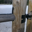 Forged post retainer and non-standard hinges for a horse paddock in the vicinity of Daugamale