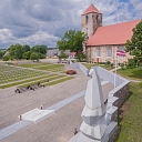 Lestenes church and the graves of the brothers