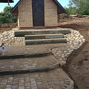 Path, improvement of roads near the house, cobblestone, paving.