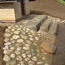 Path, improvement of roads near the house, cobblestone, paving.