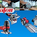 Professional woodworking hand tools: saws, drills, grinding devices; planers etc.