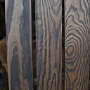 Scratched, painted wood