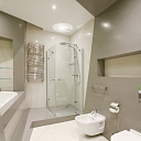 Bathroom wall cladding and shower tray made of Corian ® material