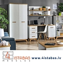 white living room, wooden furniture, tasteful interior, online furniture store Latvia Cēsis furniture online