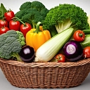 Vegetable basket full of fresh vegetables