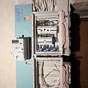 Electrical panel with fuses and wires