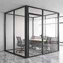 Glass and metal office structure