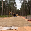roadbed construction, crushed stone application and surface leveling