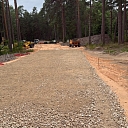 roadbed construction, crushed stone application and surface leveling