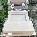 Tombstones and plaques.