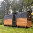 Rectangular sauna with relaxation room