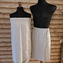 Sauna set, linen sauna skirt with gray linen lace, sauna dress