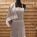 Linen apron with lace and towel – elegant kitchen textile