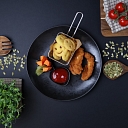 Crispy chicken nuggets and cheerful potato smiles