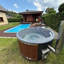 Hot tub with integrated oven and granite top made in Latvia