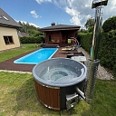 Hot tub with integrated oven and granite top made in Latvia