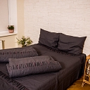 Linen bedding set with fabric pleats