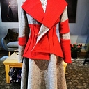 Красный шерстяной костюм Llmood